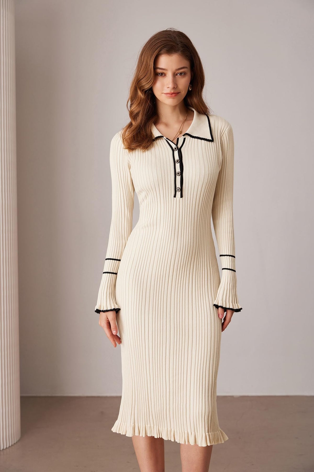 Women's Slim Fit Casual Long Sleeve Sweater Dress