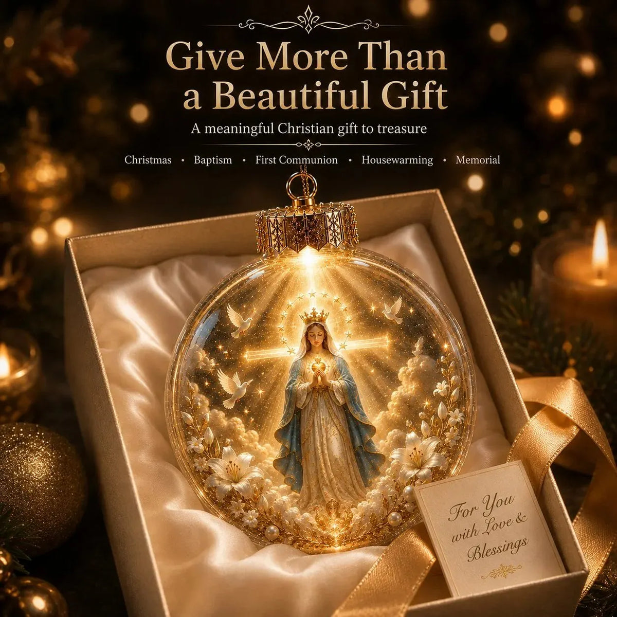 🔥 HOT SALE 🔥⏳ Last Day 49% OFF – ✝️ Illuminated 3D Christian Faith Ornament Collection | Clear Globe with Sacred Figures, Warm Golden Glow & 8 Meaningful Designs ✨