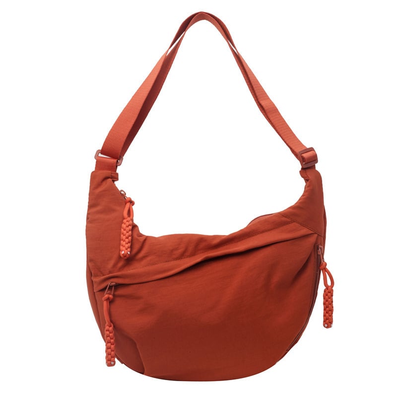 Women's Fashion Plain Color Nylon Crossbody Hobo Bag