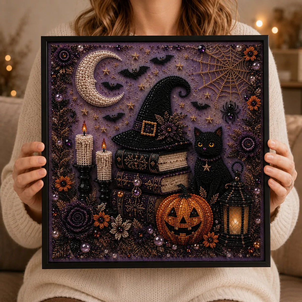 🔥Last Day 49% OFF - 👻 Cute Ghosts Pumpkins 3D Pearl Mosaic Art Kit Halloween Decor (No Mess, Beginner), Age 8+(📦Buy 2 Free Shipping)