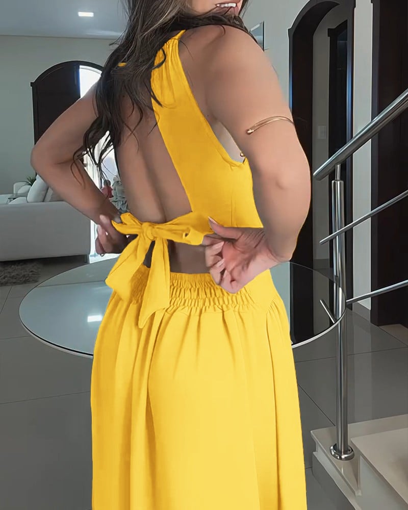 Chic Halter Criss-Cross Flared Dress for a Glamorous Night ✨