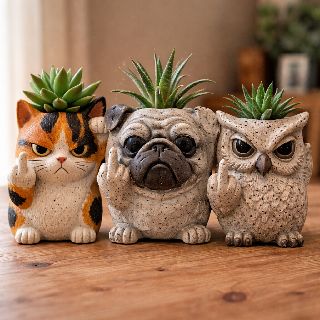 🔥Mother's Day Sale 49% Off😂Funny Animal Succulent Planter – Cute Attitude Plant Pot