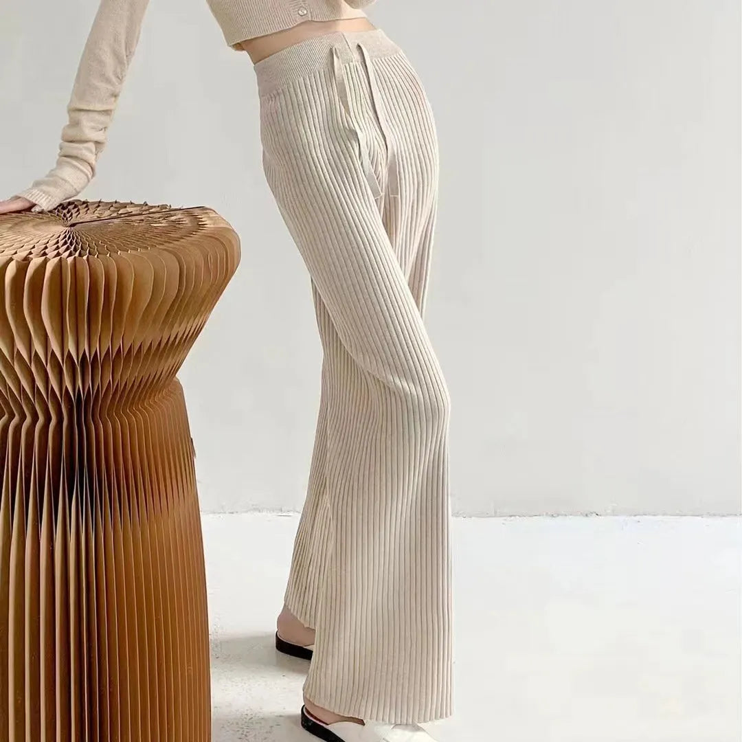 Striped Wide Leg Knit Casual Pants (Buy 2 Free Shipping)