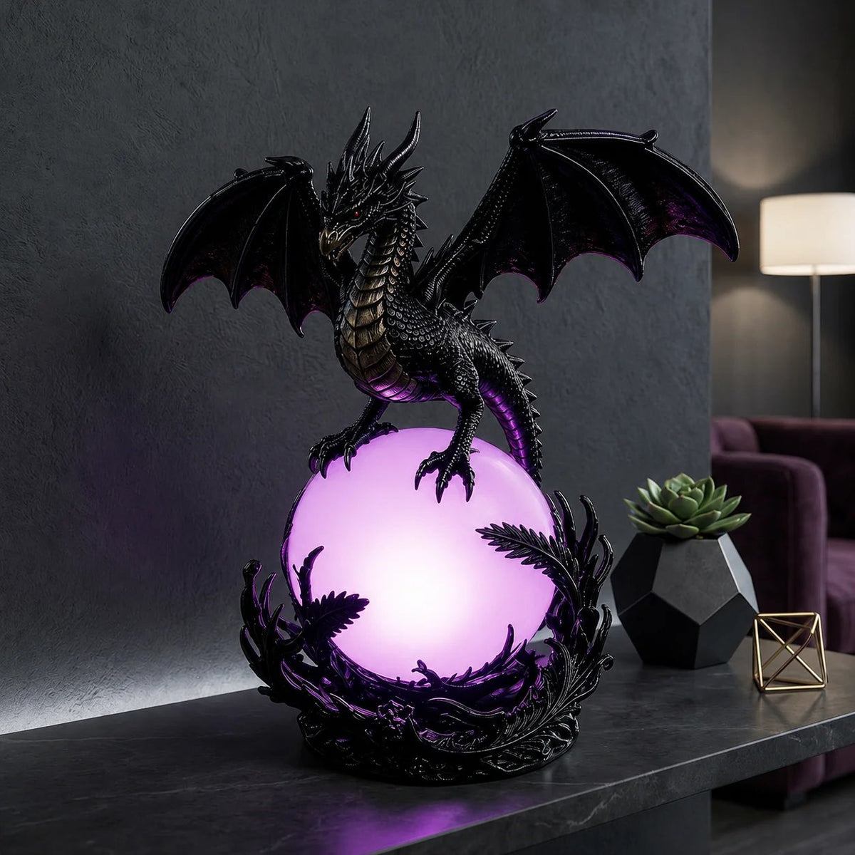 🎉🔮Gothic Dragon LED Crystal Ball Lamp for Dark Aesthetic Decor