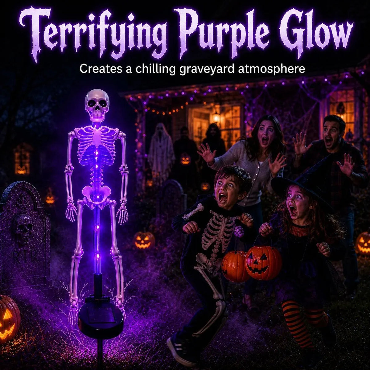 🎉[🎃Halloween sales🎃]Halloween Skull Solar Garden Lights | Waterproof Outdoor LED Skull Stake Lights for Yard, Lawn & Pathway Decor