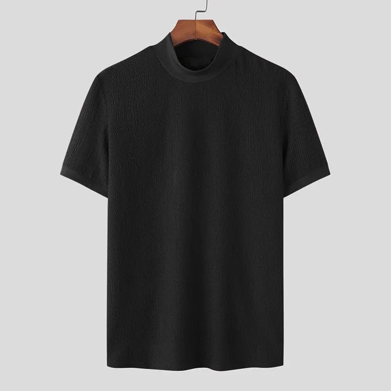 Knit High Neck Solid Color T-Shirt (Buy 2 Free Shipping)