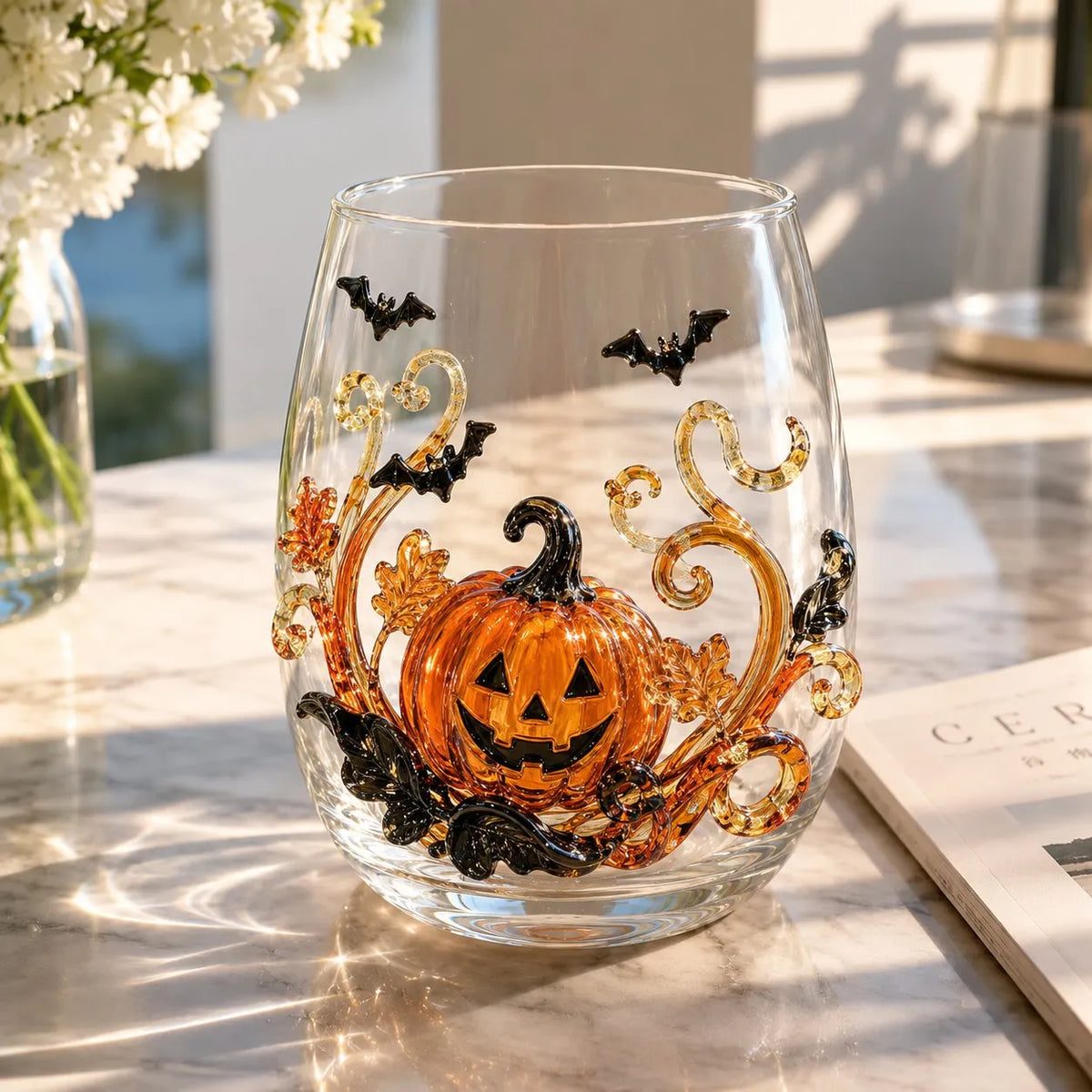 🎉🎃 3D Halloween Artisan Glassware Collection | For Magical Halloween Sips, Eye-Catching 3D Details, Luminous Festive Party Moments & Cozy Fall Home Bar Glow