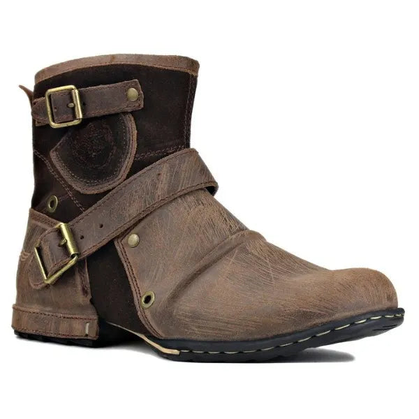 Genuine Leather Zipper-up Men's Ankle Boots