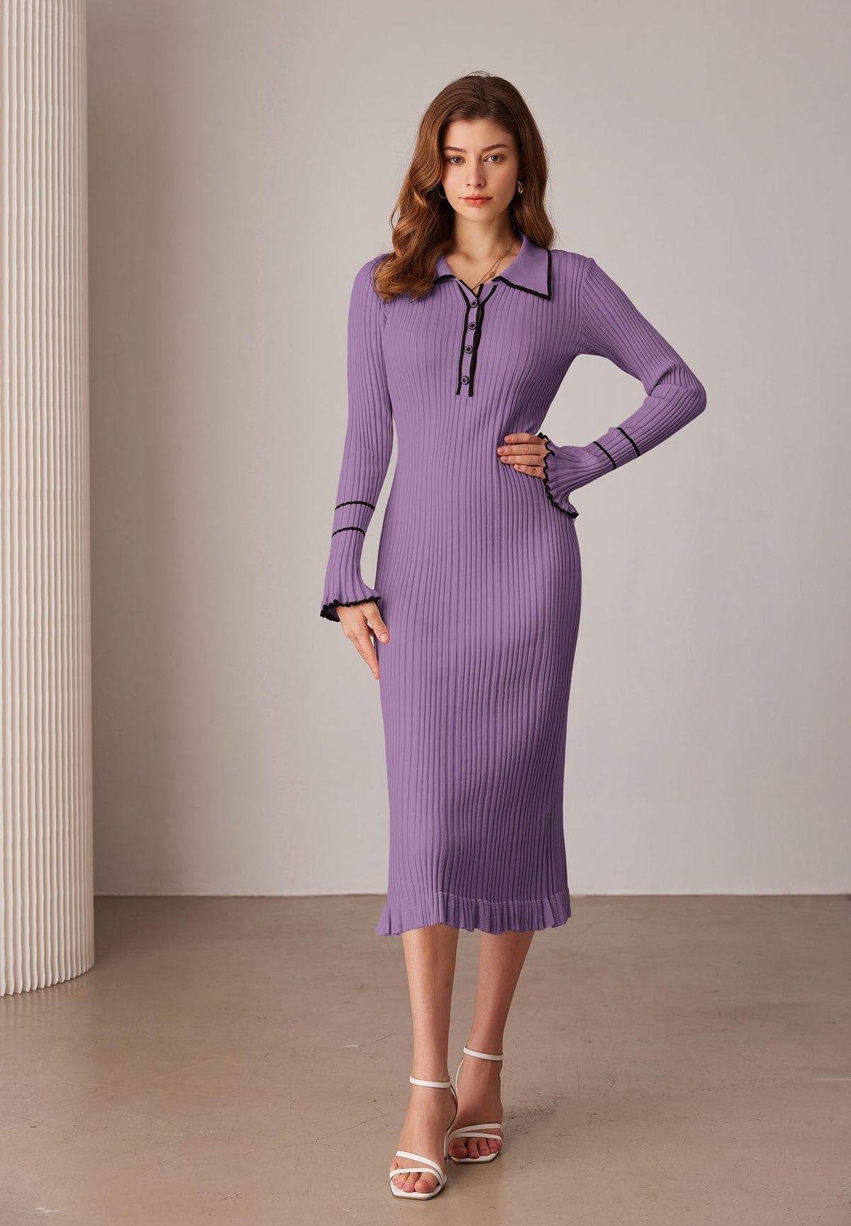 Women's Slim Fit Casual Long Sleeve Sweater Dress