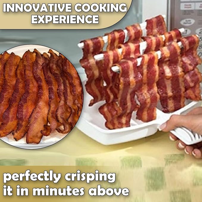 🔥HOT SALE🔥Bacon Microwave Bacon Dish - Makes Crispy Bacon in Minutes - Simple, Quick, and Easy to Use - Reduces Fat Content for a Healthier Meal