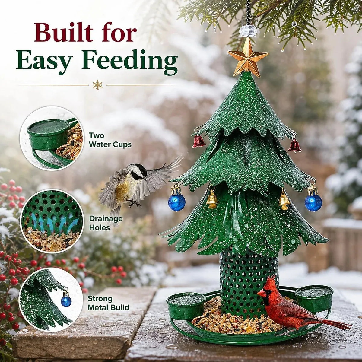 🎉Christmas Tree Bird Feeder 🎄 Festive Backyard Holiday Decor