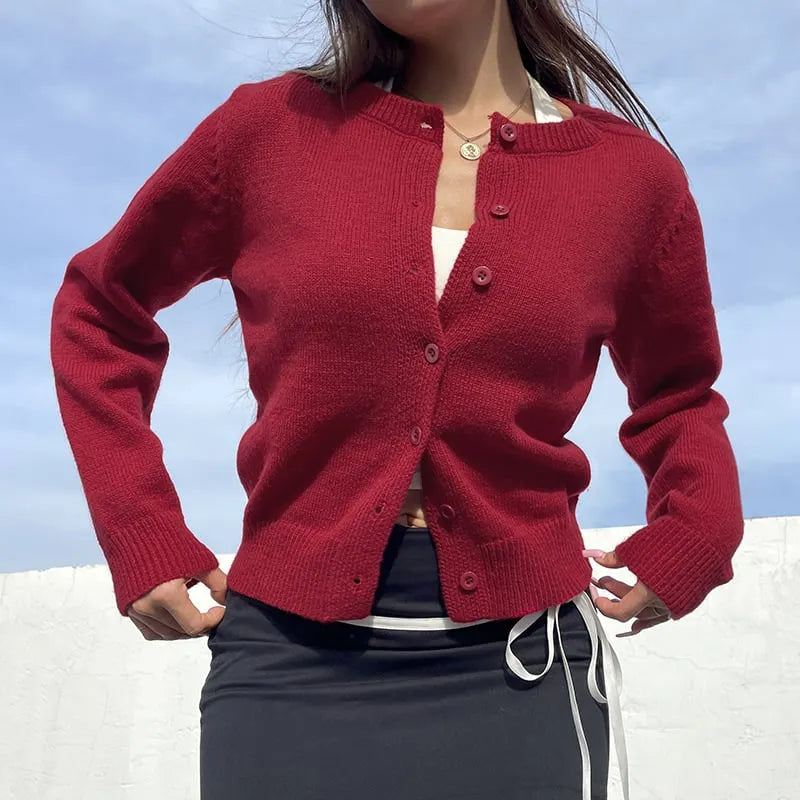 Women's Plain Button Front Cardigan