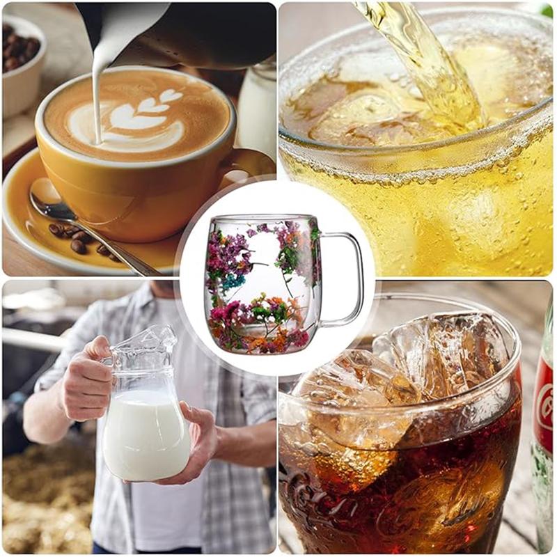 🌸Transparent Double Glass Flower Tea Cup