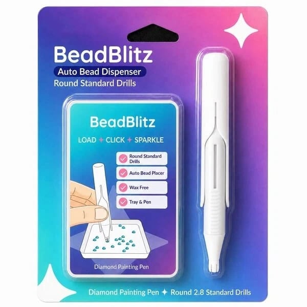🔥HOT SALE🔥🔥49% OFF 💎 Automatic Diamond Painting Bead dispenser | Wax-Free Round Drill Pen for Faster, Easier Crafting ✨