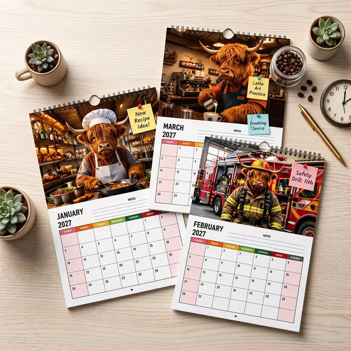 🔥Last Day 49% OFF - 🐮 🗓️ Highland Cows Working 2027 Calendar