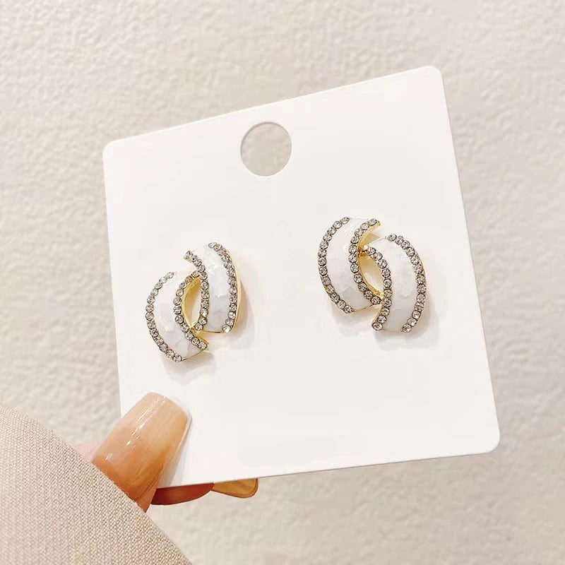 Simple White Zircon Geometric Stud Earrings