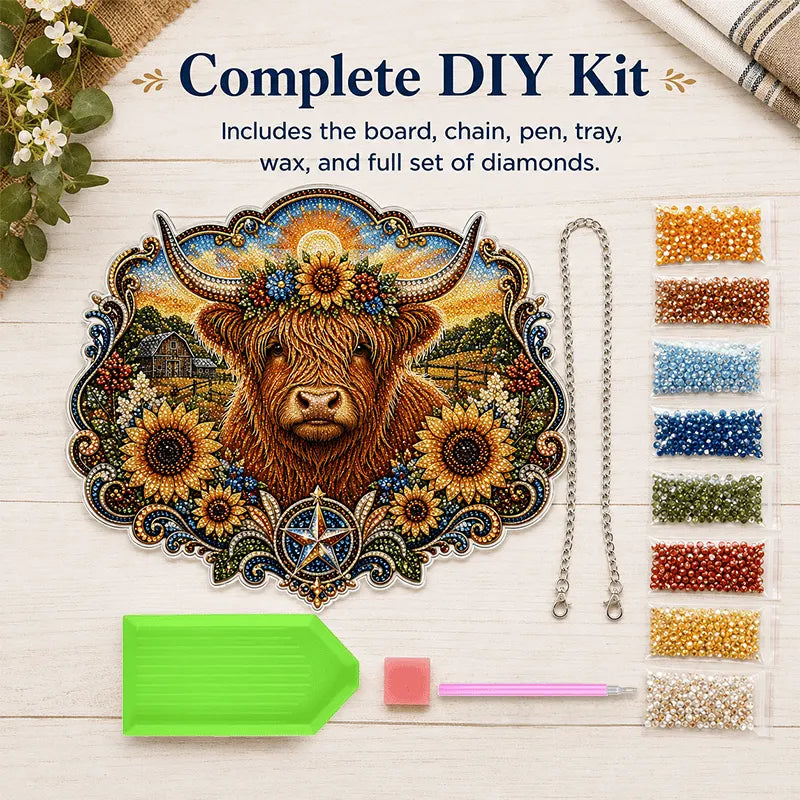 🔥Last Day 49% OFF - 🦬✨Highland Cow Diamond Art Hanging Ornament Kit