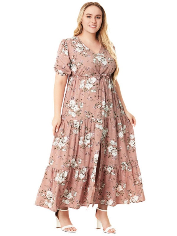 Boho V-neck print loose dress