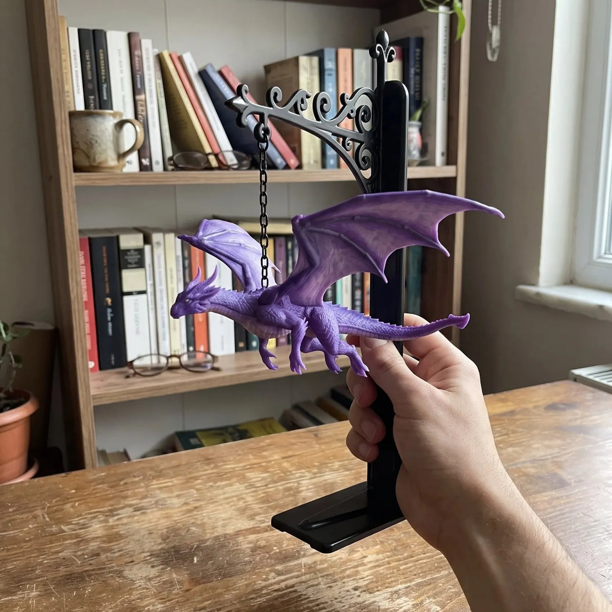 🐉 DragonGlow Hanging Purple Dragon Bookend Light – Let a Glowing Dragon Guard Your Favorite Stories 📚🌠