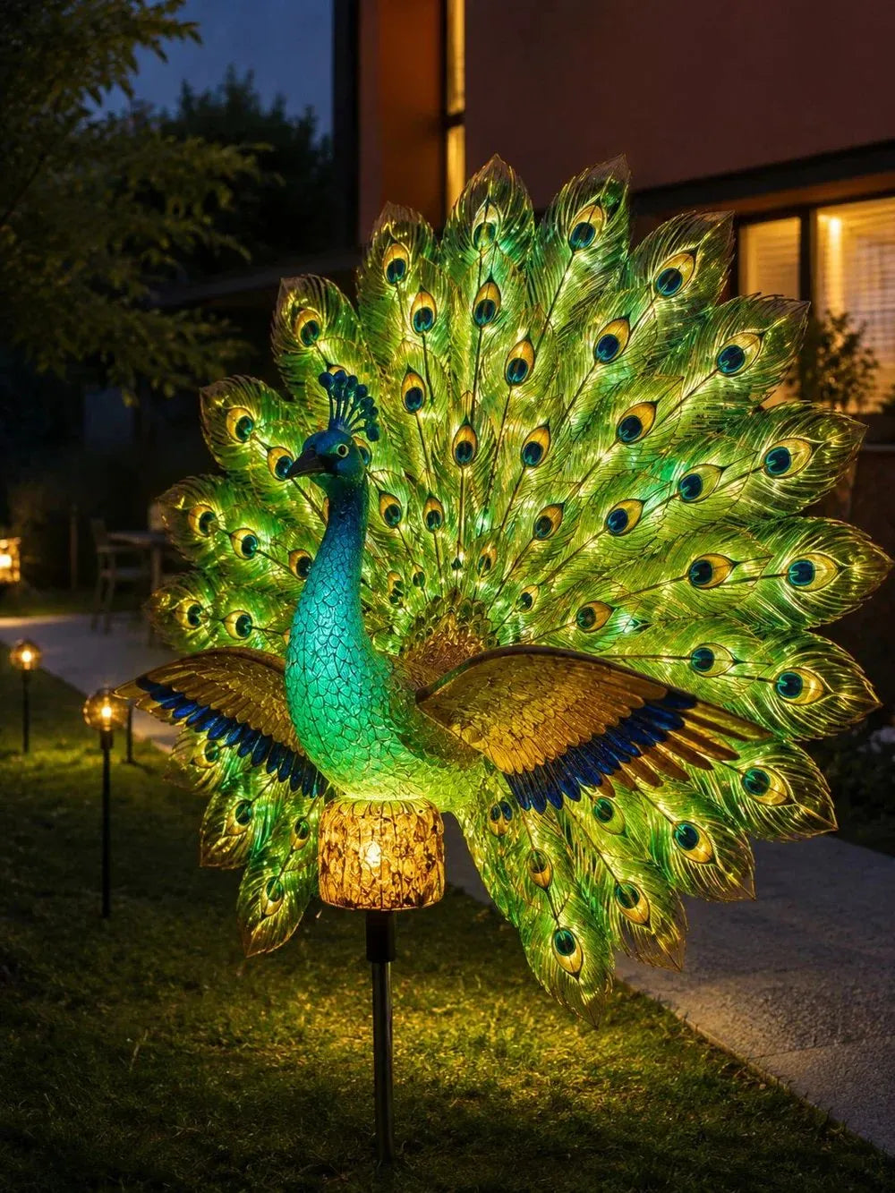 Solar Peacock Garden Sculpture