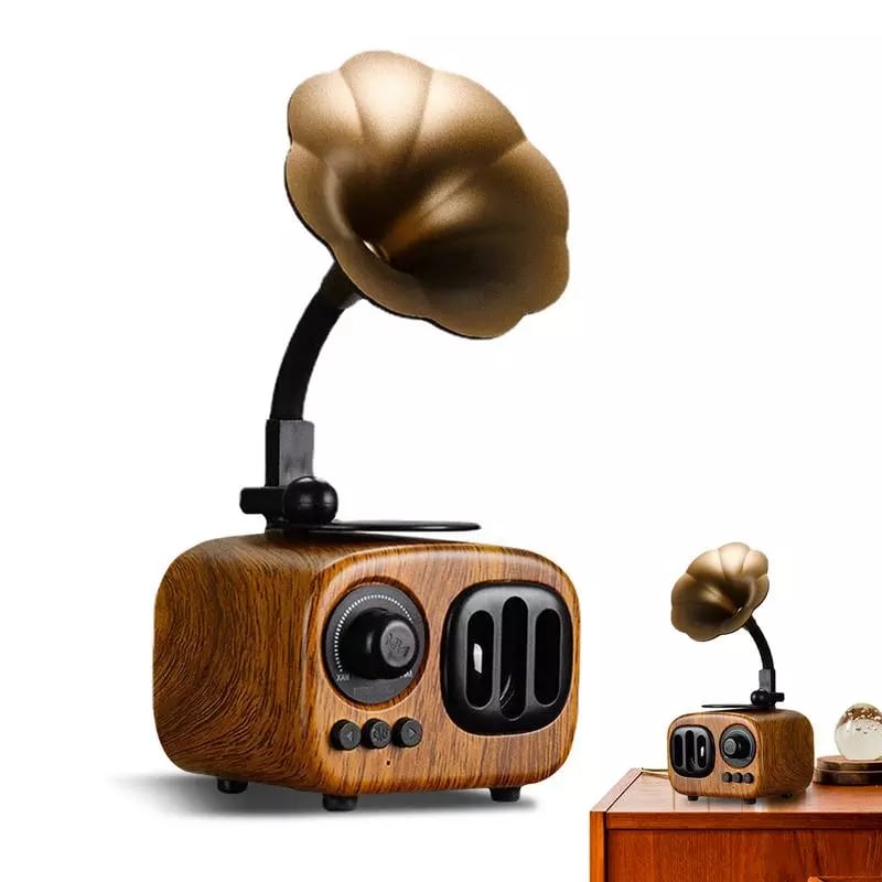 🔥Last 4 hours Sale: Save 50%- ❤️Retro Wooden Phonograph Bluetooth Speaker
