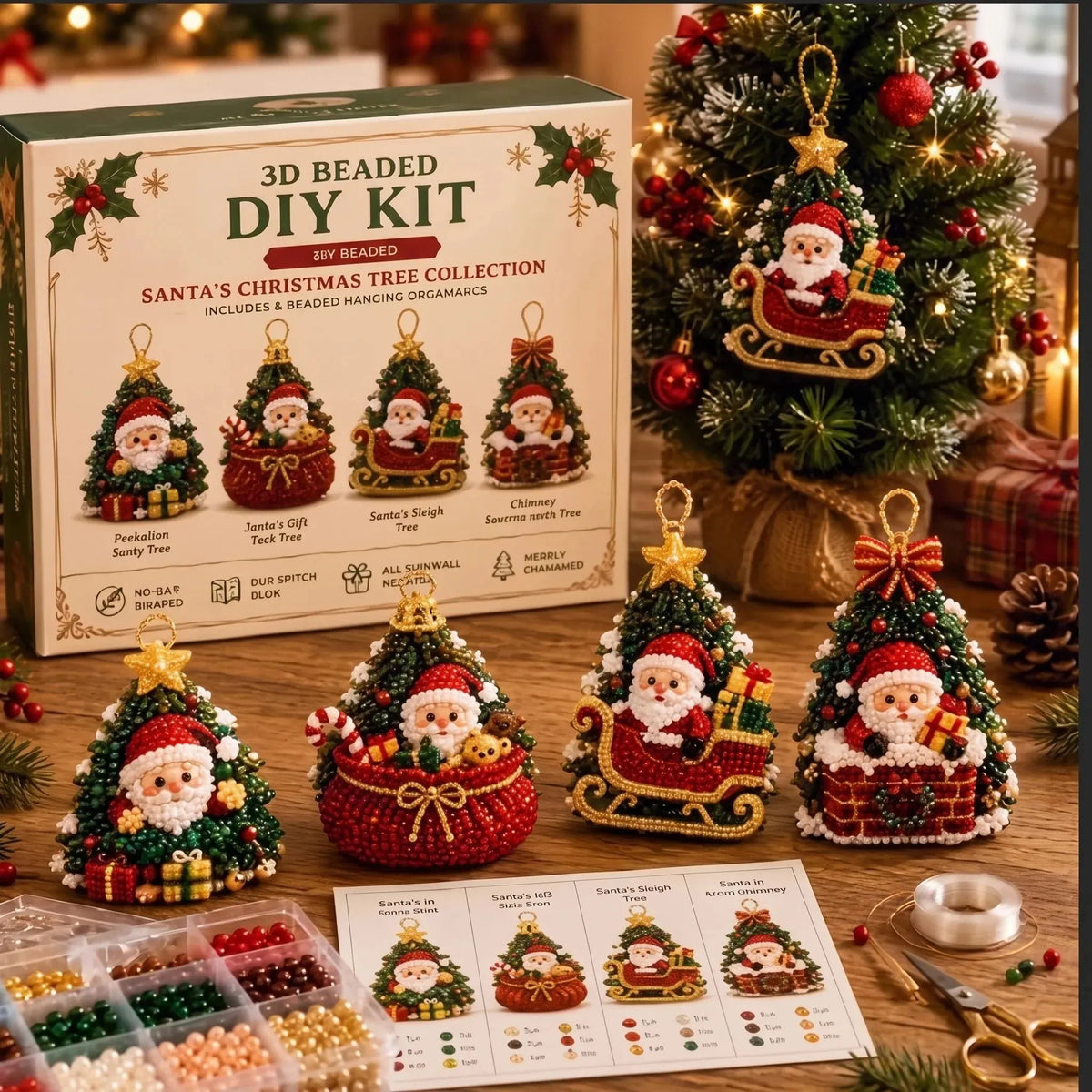 🔥 HOT SALE 🔥⏳ Last Day 49% OFF – 🎄 Beginner-Friendly DIY 3D Christmas Beaded Ornament Kit | Complete 4-Piece Set with Glass Beads, All Tools & Step-by-Step Guide Included 💕