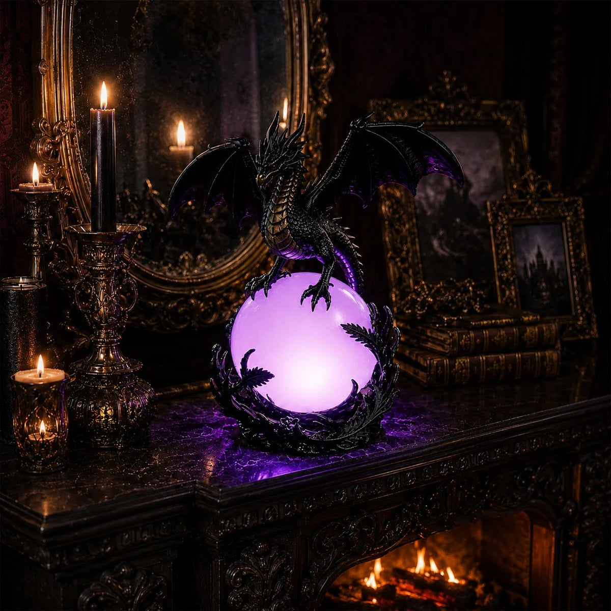 🎉🔮Gothic Dragon LED Crystal Ball Lamp for Dark Aesthetic Decor