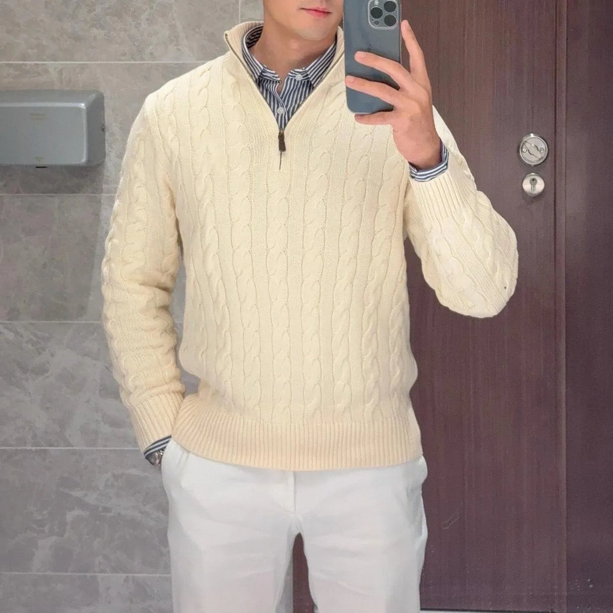 Men's Half-Zip Knit Sweater