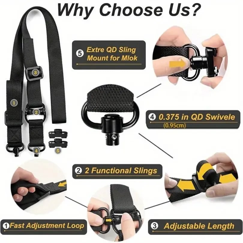 🔥HOT SALE🔥🎉2-Point Sling with QD Swivels
