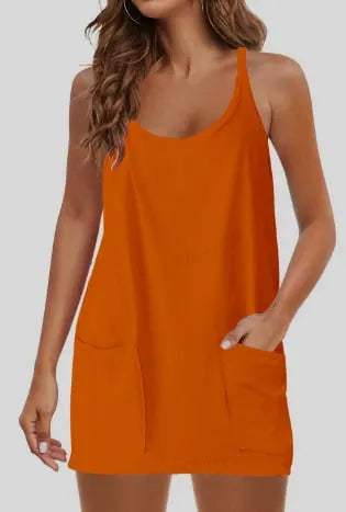 🔥Summer Sale 49% OFF💃Casual Sleeveless Mini Dress With Built-In Shorts