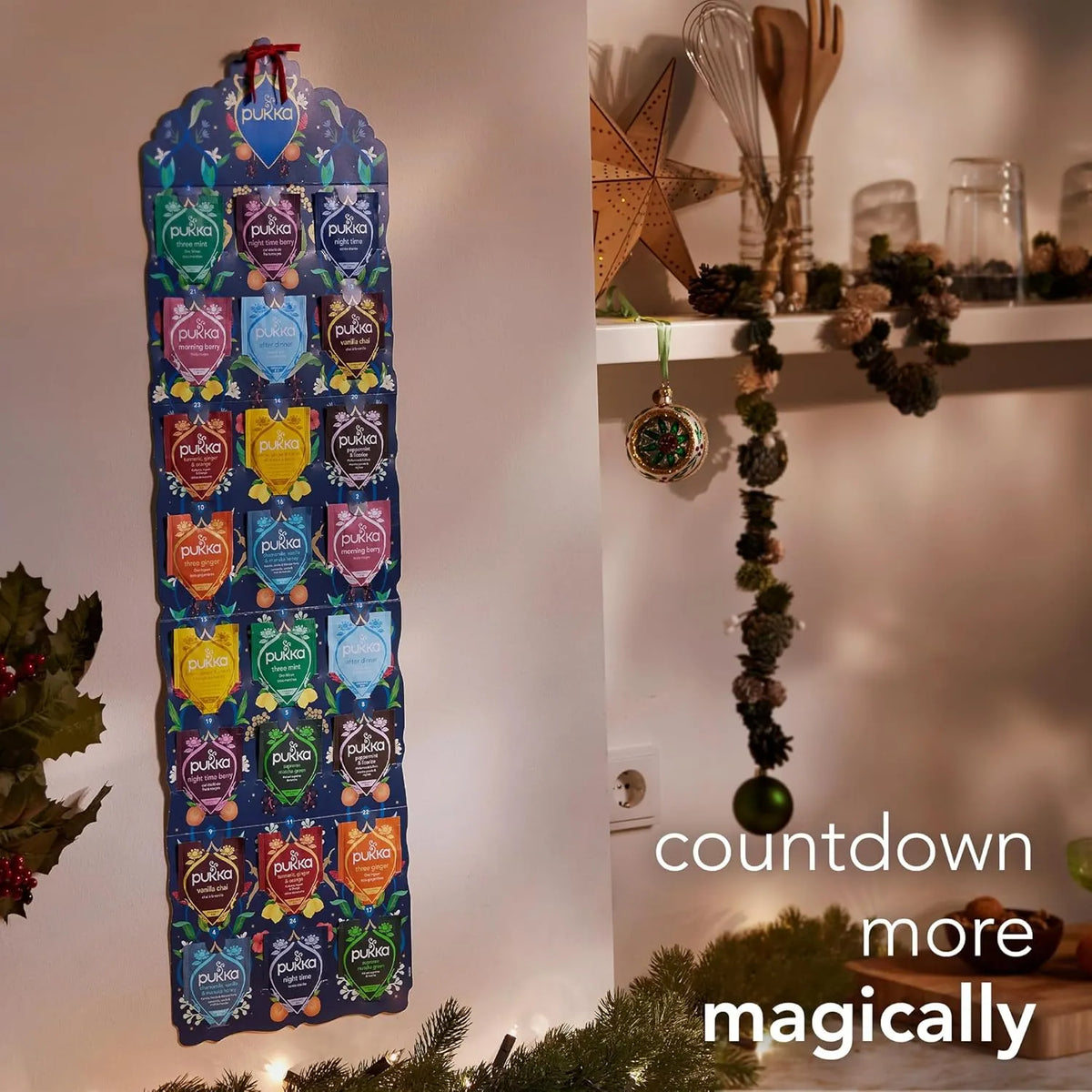 🎄Organic tea advent calendar, selection of 24 delicious black and green tea blends, Christmas gift for tea lovers🍵