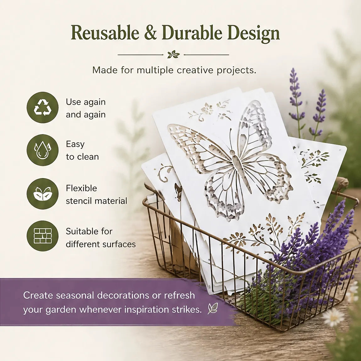 🎉🌿 Garden Wall Stencil, Reusable DIY Kit for Walls, Fences & Patios