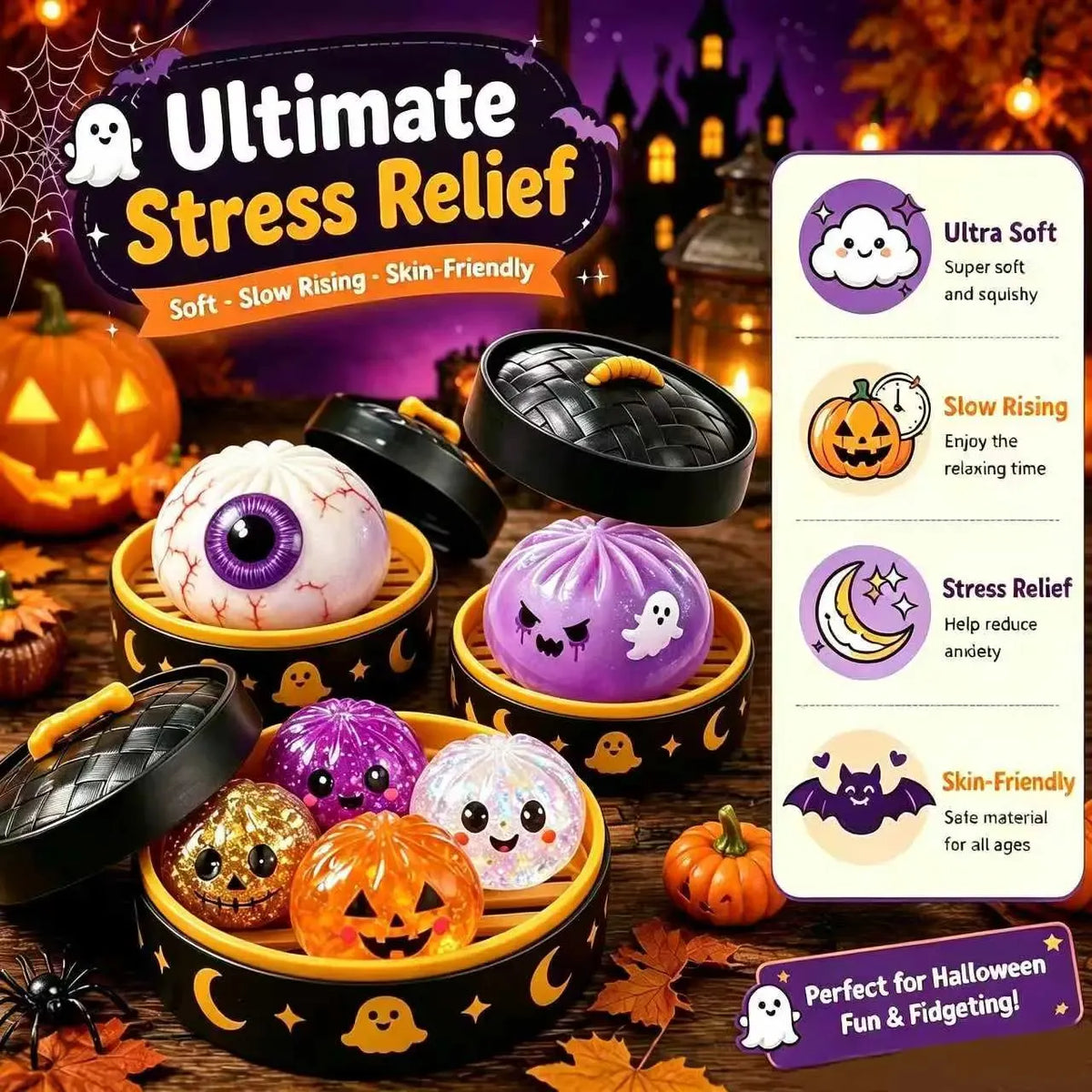 🔥Cute Halloween Scary Ghost Maruko Squeeze Toy Set