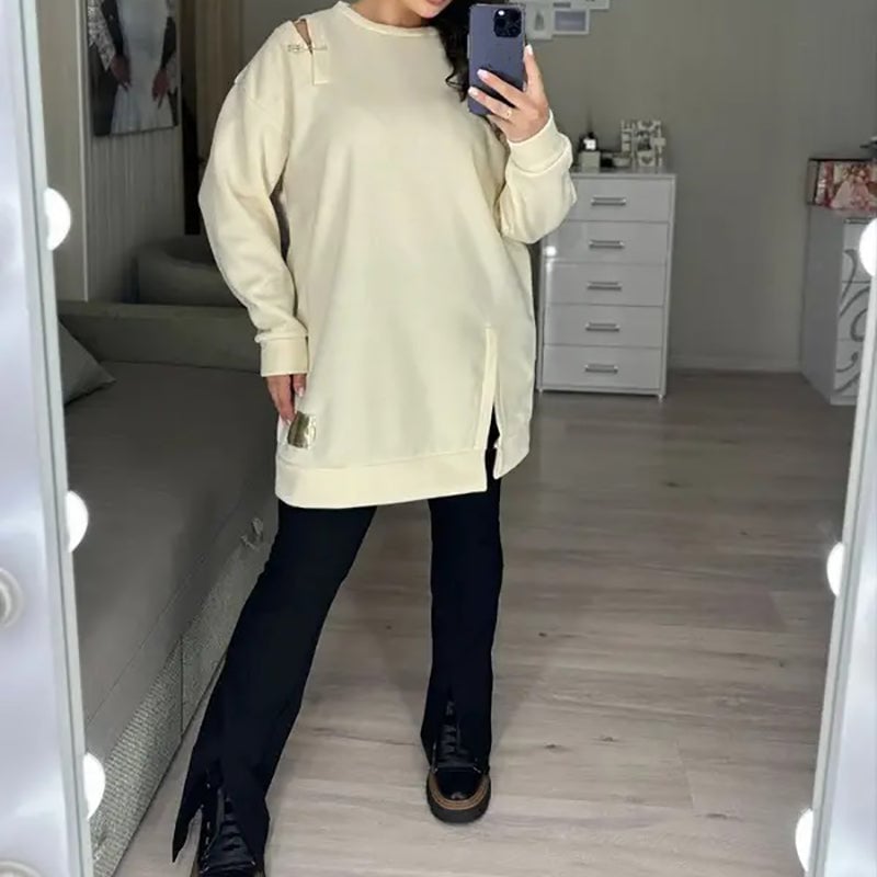 Women's Chic Hollow Out Sweatshirt Dress