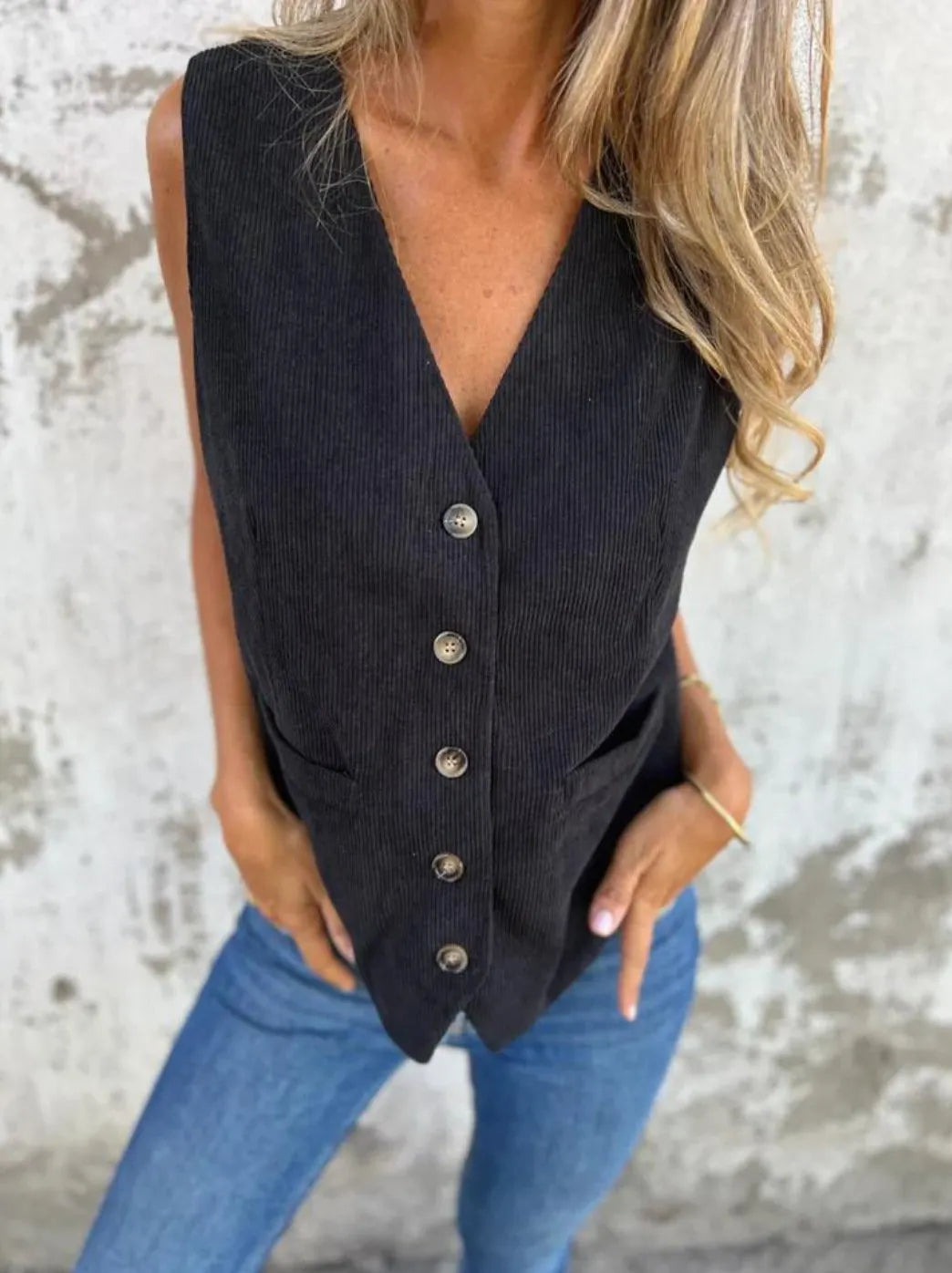Casual Vest with Stylish Lines & Button Closure (Buy 2 Free Shipping)