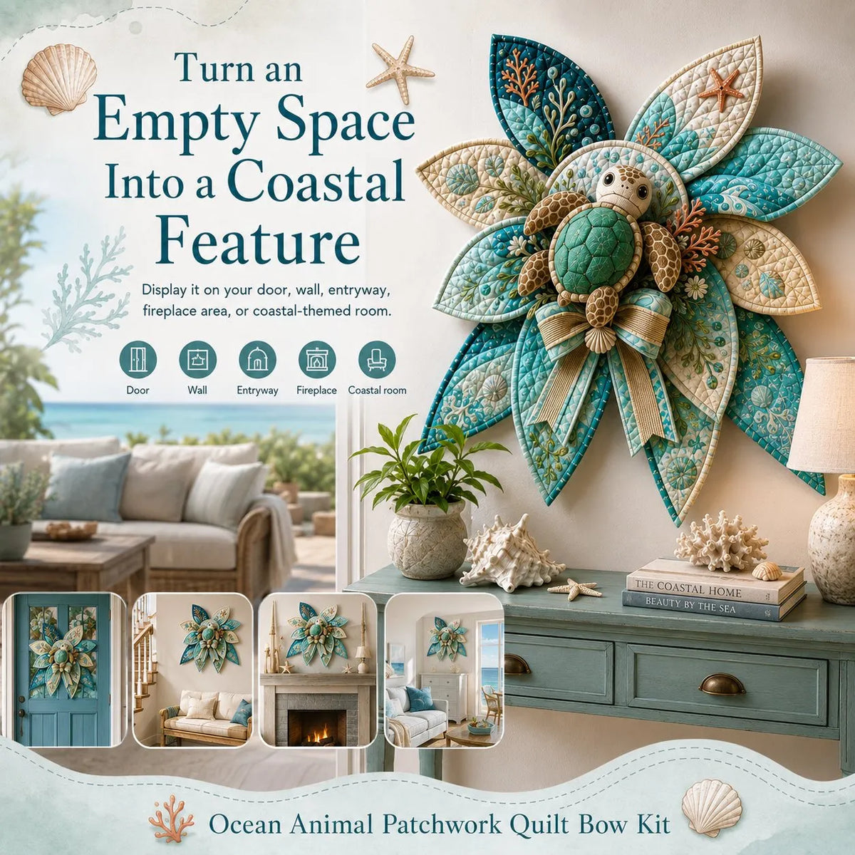 🔥Last Day 49% OFF - 🌊 Ocean Animal Large Patchwork Quilt Bow Sewing Kit(✨Buy 2 Free Shipping)