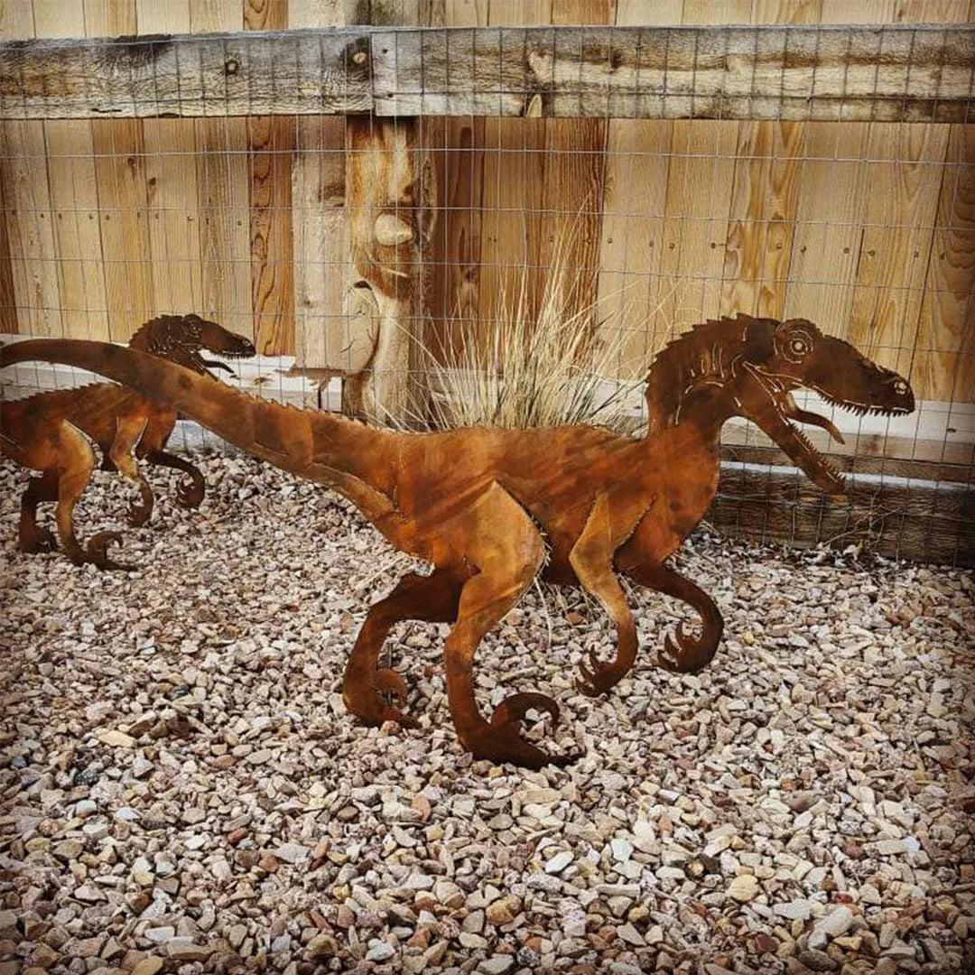 Velociraptor Garden Sculpture Set