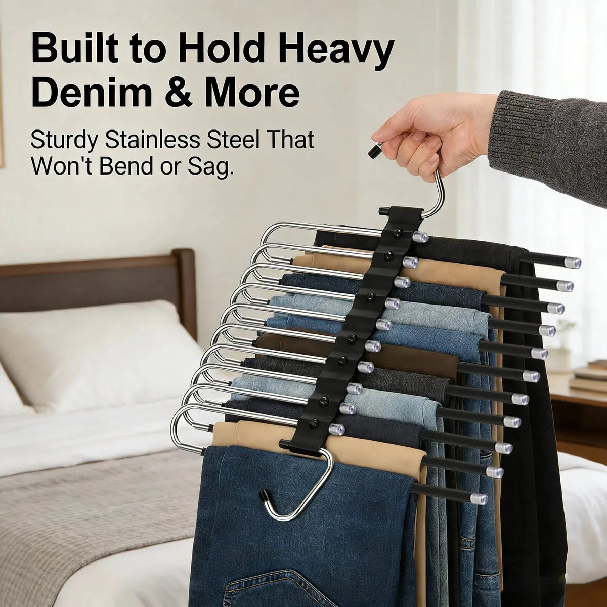 🎉👖 9-Tier Space-Saving Pants Hangers – 2 Pack