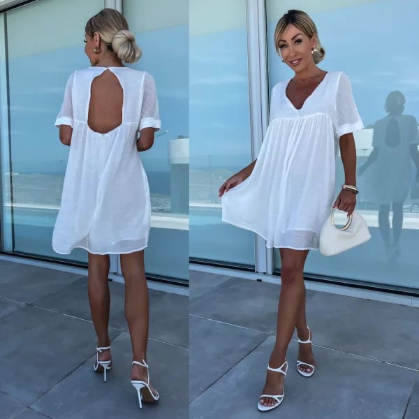 V-Neck Backless Short Sleeve Dress (Buy 2 Free Shipping)