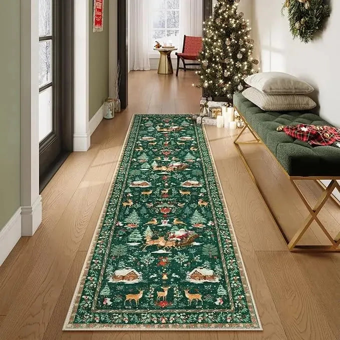🎉 🔥Soft Christmas Tree Santa Claus Carpet Runner