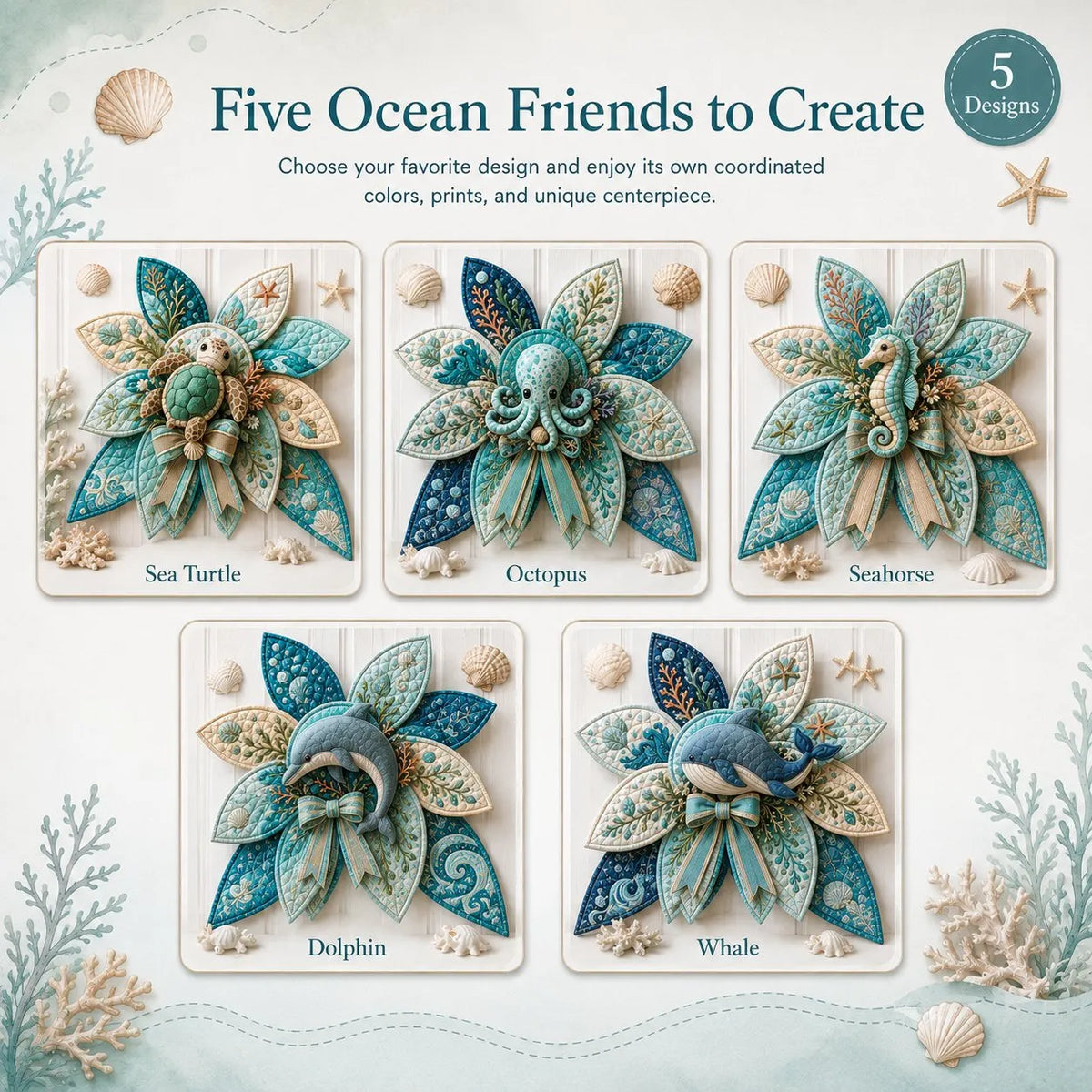 🔥Last Day 49% OFF - 🌊 Ocean Animal Large Patchwork Quilt Bow Sewing Kit(✨Buy 2 Free Shipping)