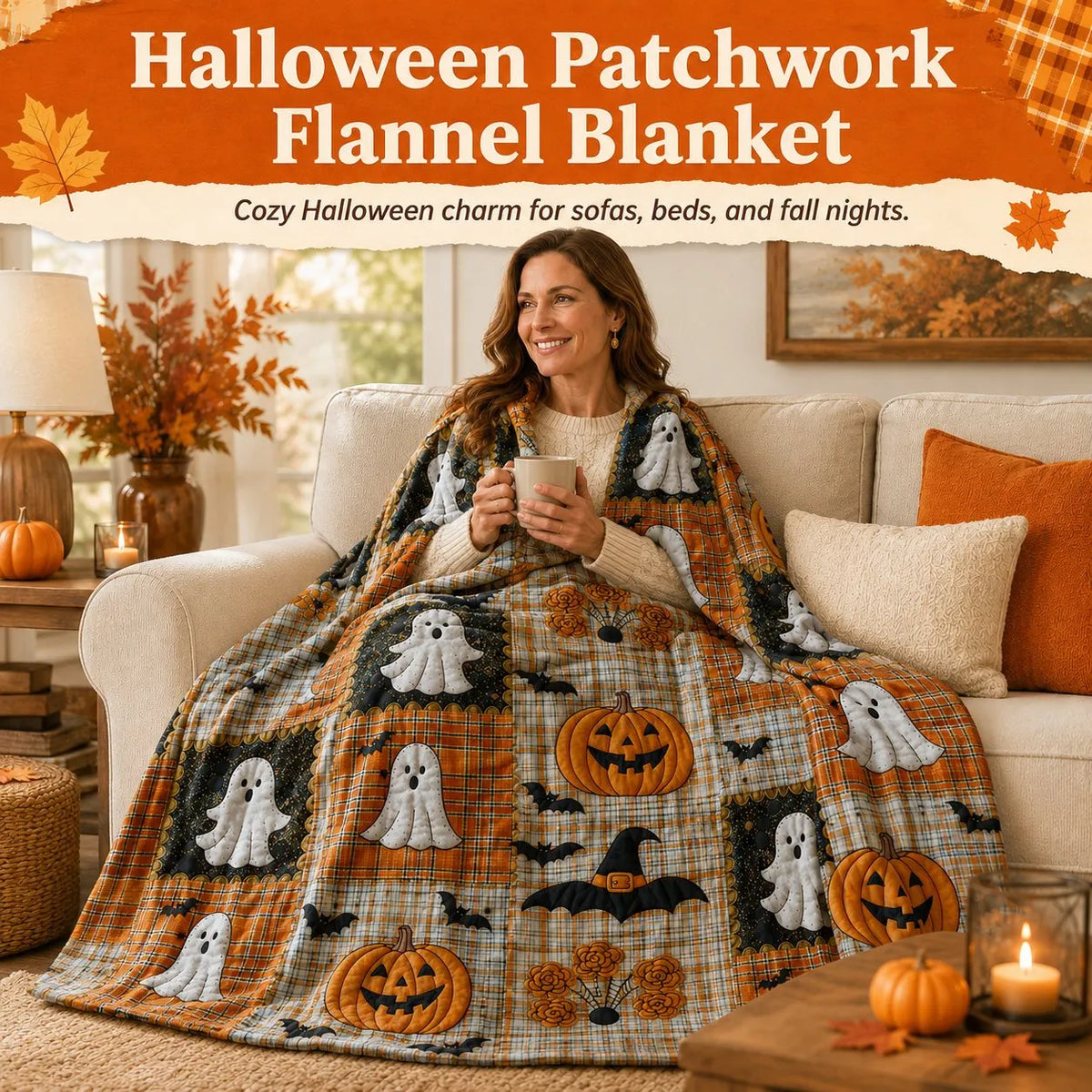 🔥HOT SALE🔥(🎁Last Day 49% OFF)🎃Halloween Patchwork Flannel Blanket
