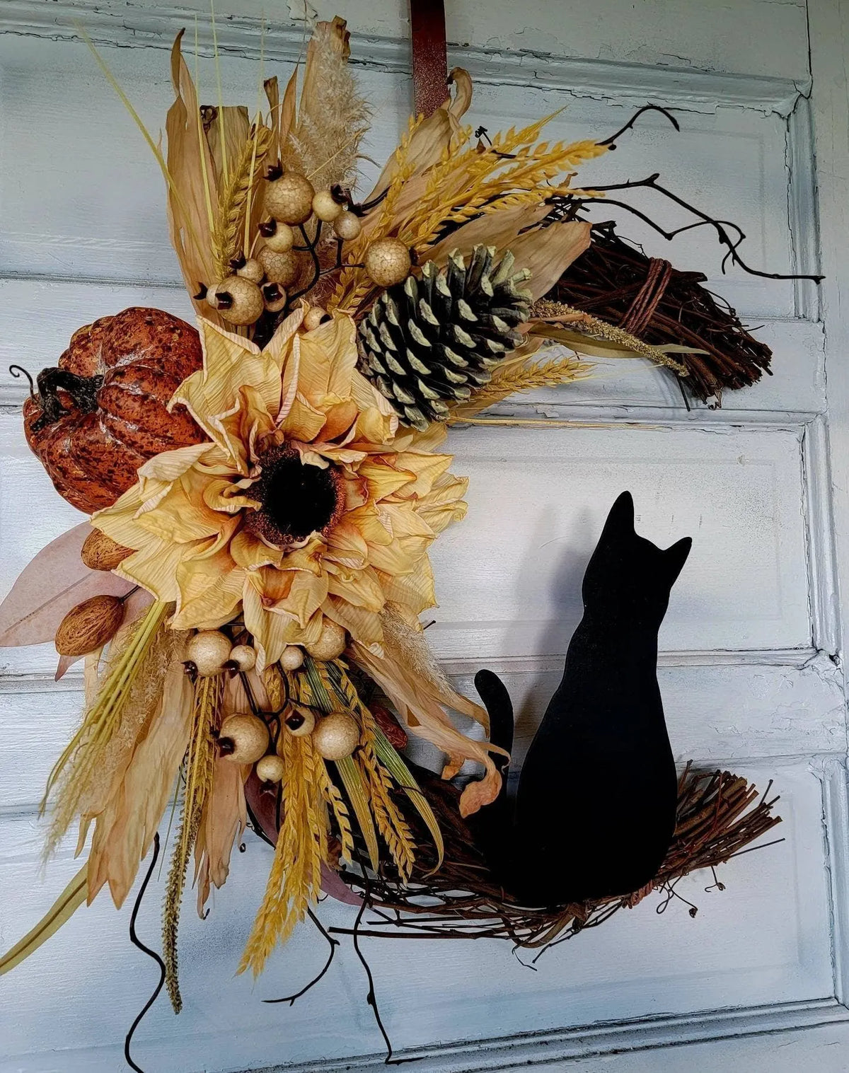 WITCHY CELESTIAL DOOR/ART HALLOWEEN LUNAR DECOR KITTY LOVERS GIFT- 🔥 BUY 2 FREE SHIPPING!