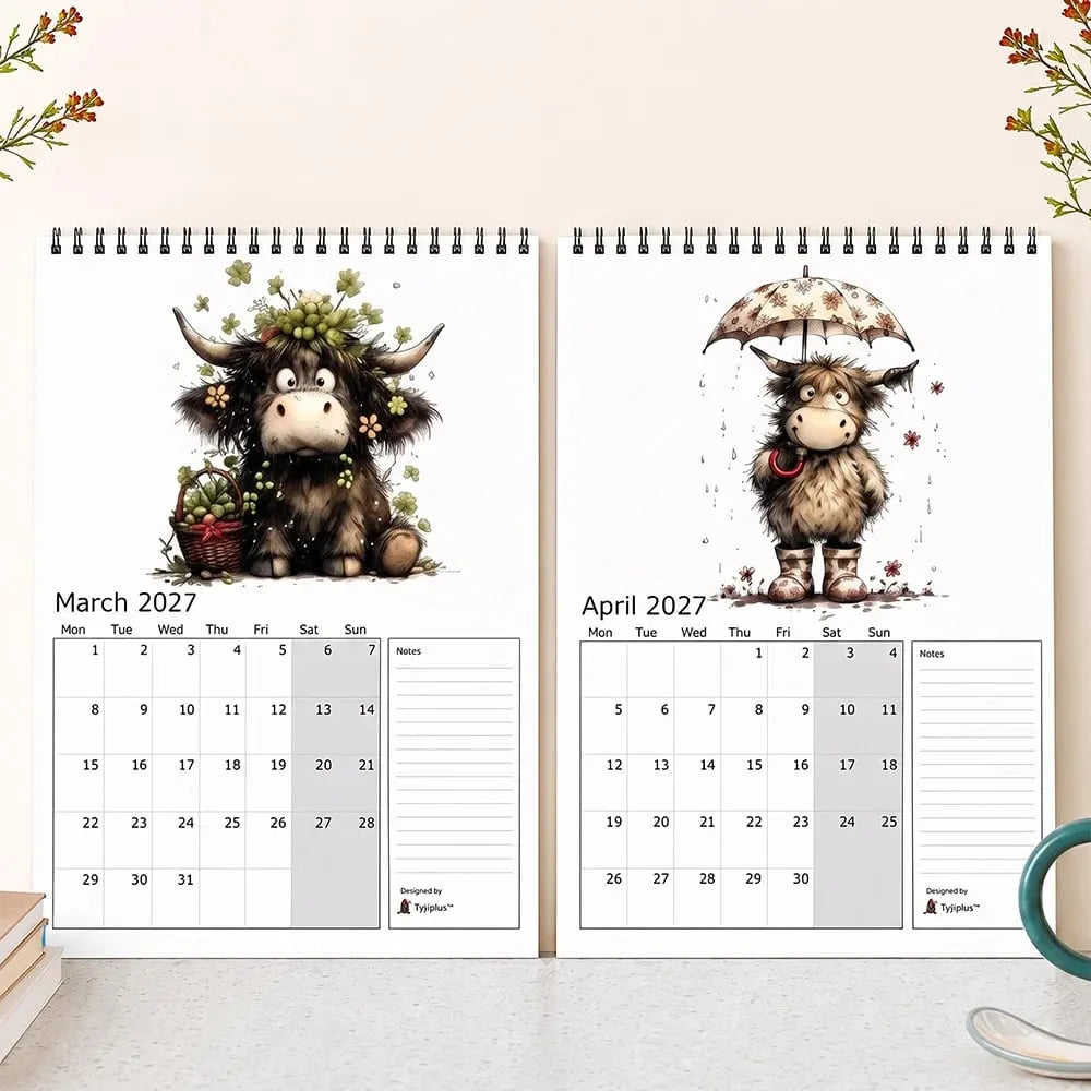 2027 Cute Highland Cow Wall Calendar 🐮 | Life Is Better With A Highland Cow ✨