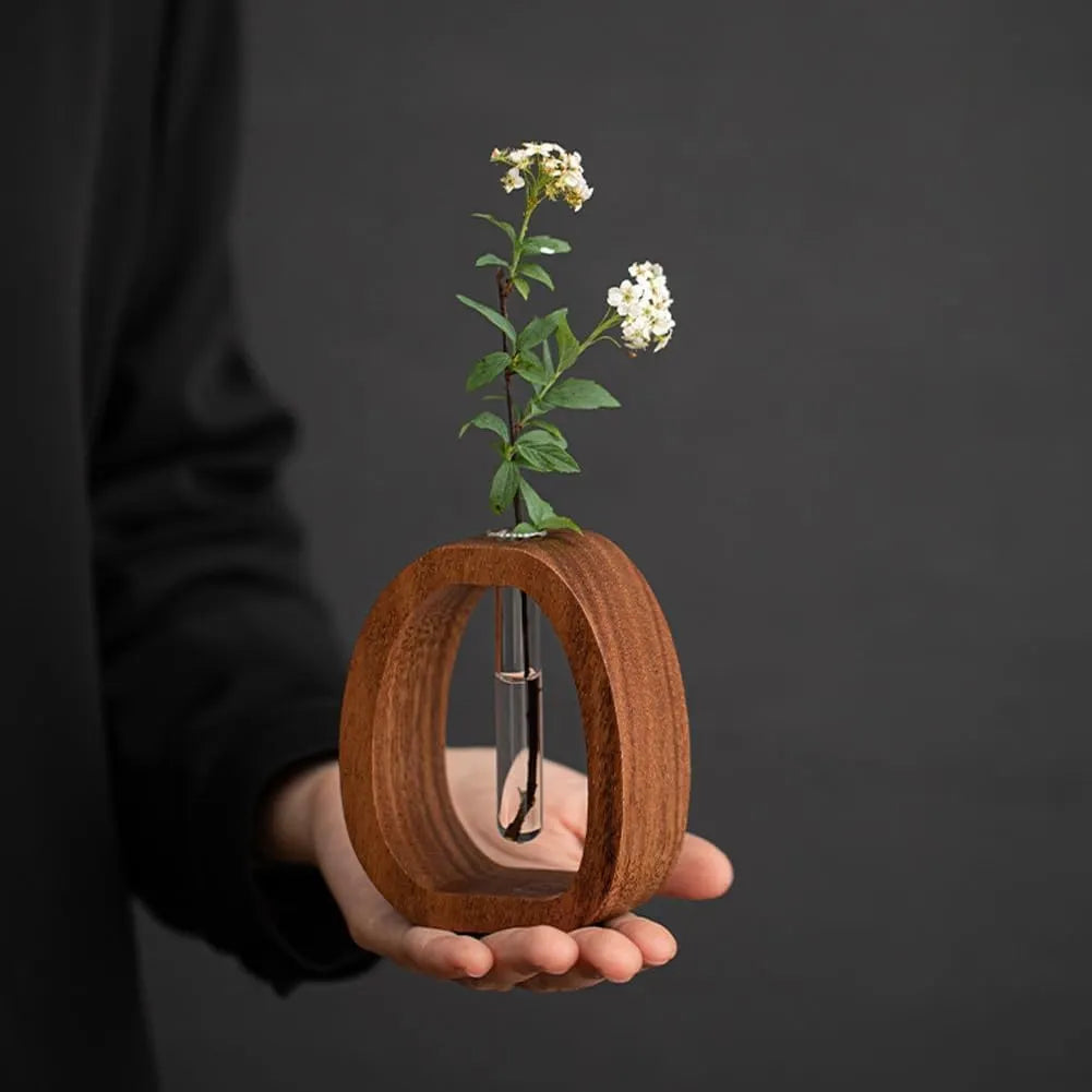 Solid Wood Glass Vase