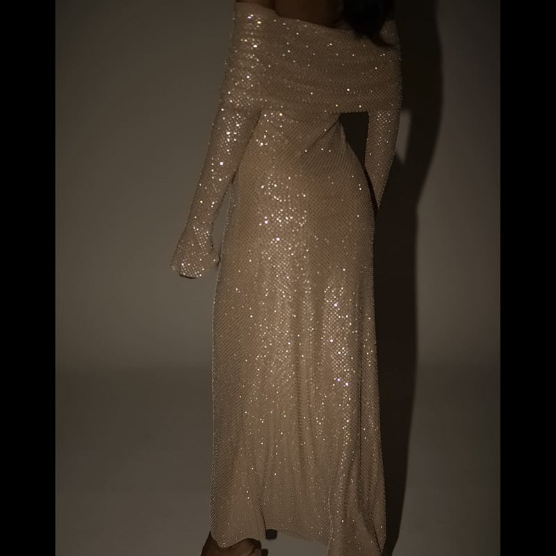 Elegant Off-Shoulder Glitter Dress