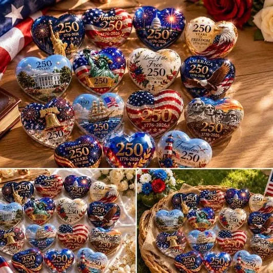 🎉🇺🇸 America 250th Anniversary Commemorative Heart Ornament Collection | 15-Piece Patriotic Keepsake Set🎁Buy 2 Free Shipping