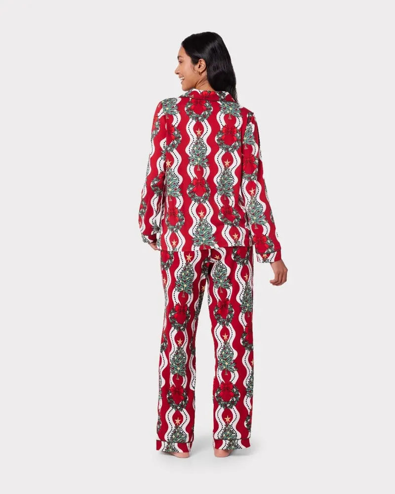 🎅Christmas Tree Wreath Stripe Print Long Pyjama Set