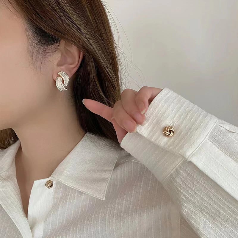 Simple White Zircon Geometric Stud Earrings