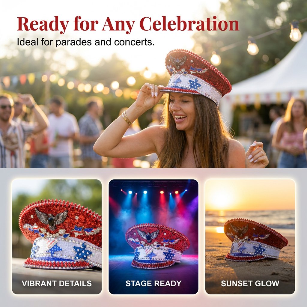 🔥Rhinestone-Embellished Independence Day Captain's Hat